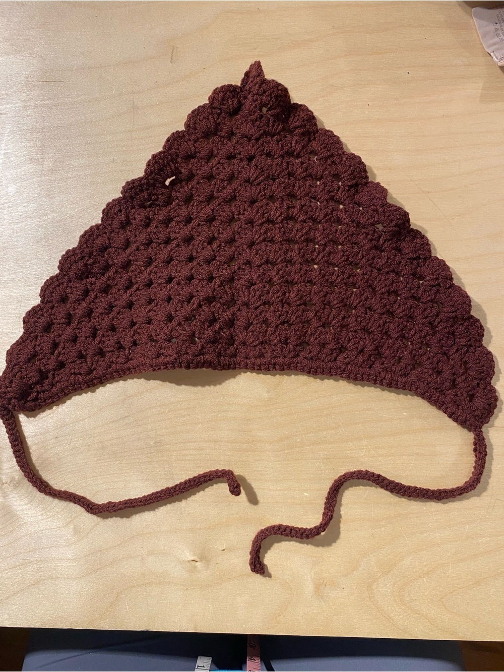 Handmade Crocheted Triangle Bandanna- Deep Burgundy (RZ)